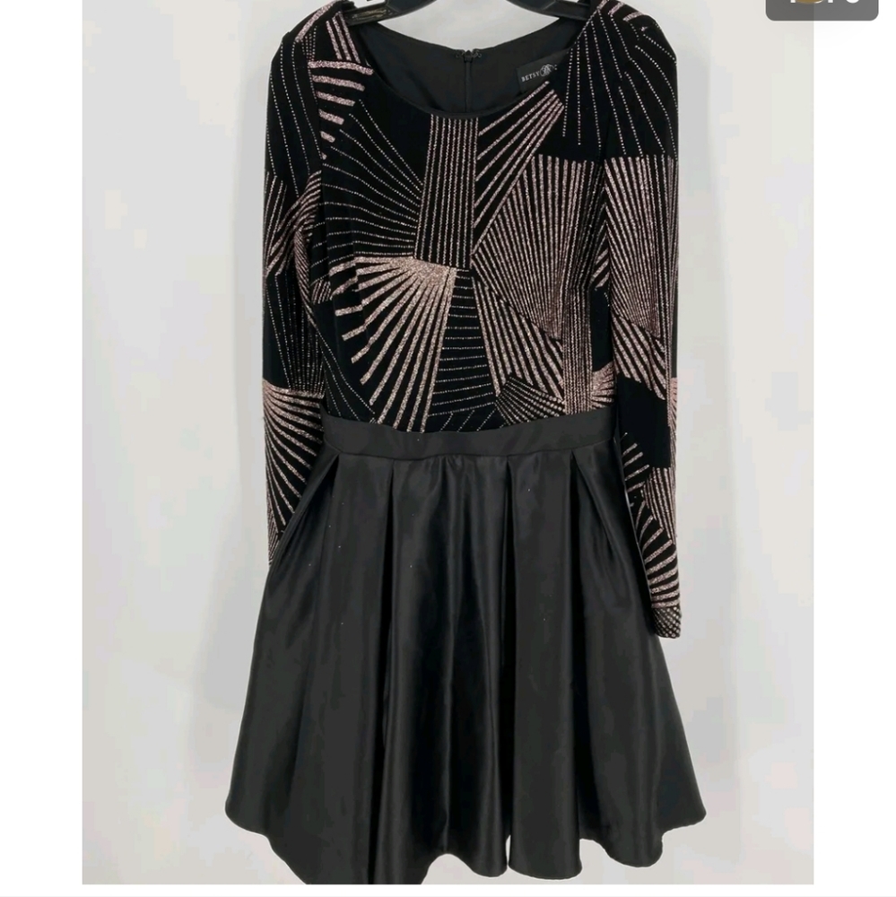 SALE⚡️NWT BETSY & ADAM BLACK SPARKLY GLITTER, FIT AND FLARE COCKTAIL DRESS SZ 8